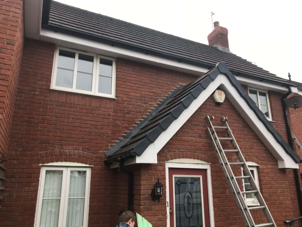 This is a photo of a house which has just had new fascia, soffit and gutters installed by EF Roofing Doncaster