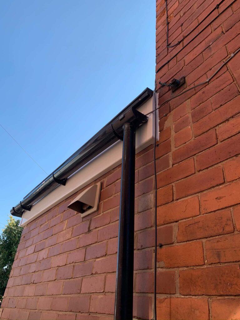 This is a photo of newly installed fascia, soffit and guttering by EF Roofing Doncaster