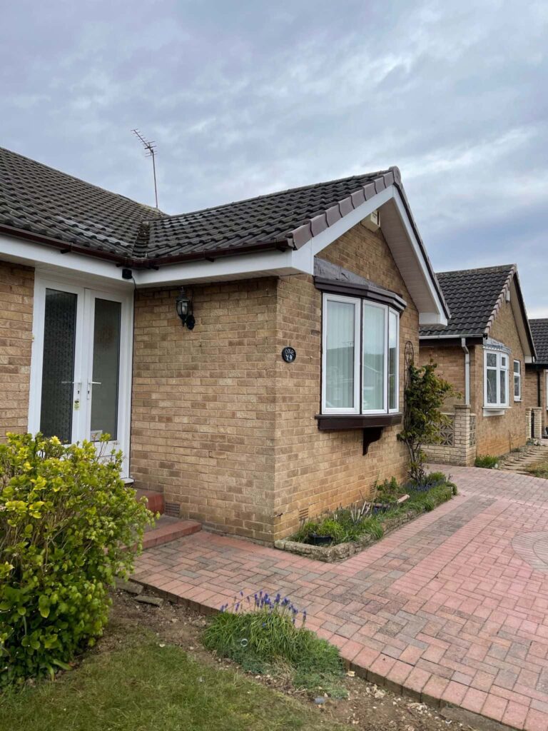 This is a photo of newly installed fascia, soffit and guttering by EF Roofing Doncaster