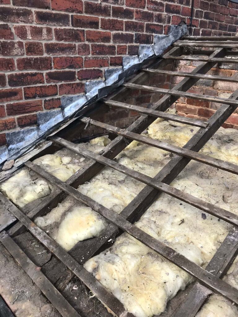 This is a photo of a small pitched roof which has been fully stripped by EF Roofing Doncaster